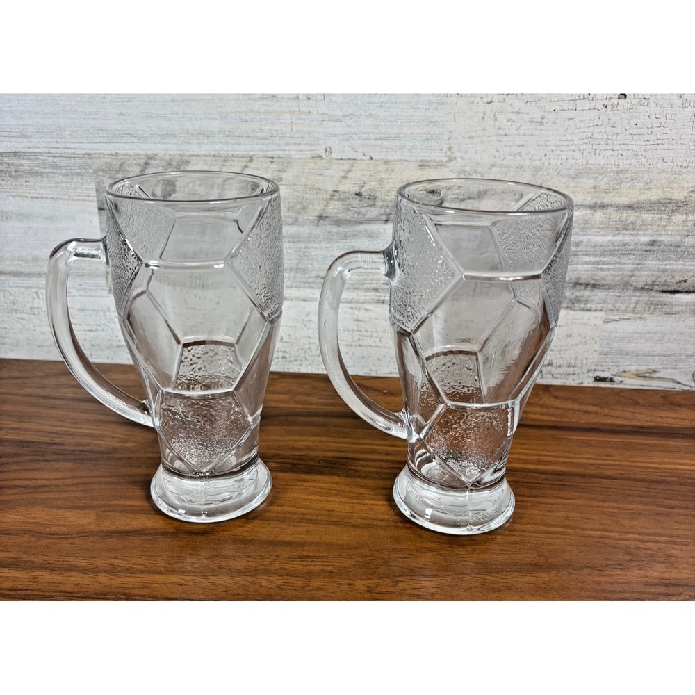 World Cup 2026 Clear Glass Healeved Football Beer Steins 600ML Lot of 2